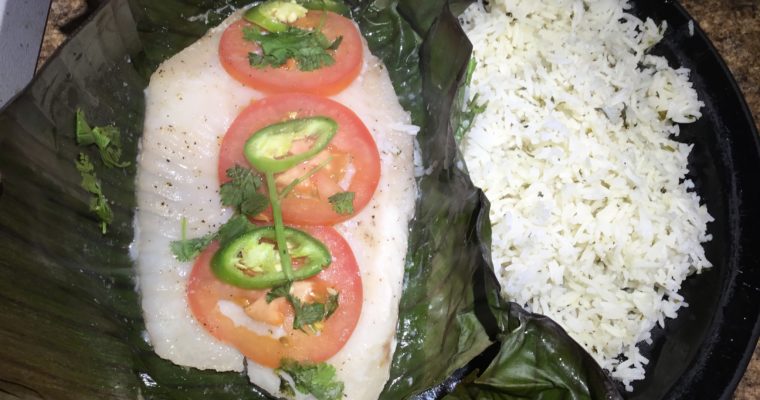 Tilapia wrapped in Banana Leaf