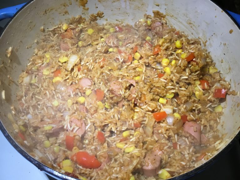 Rice with Vienna Sausages (Arroz con Salchichas) - STONED SOUP