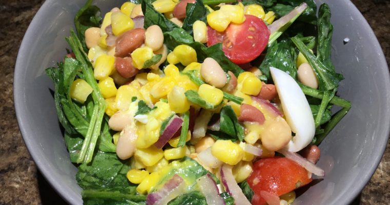 Arugula Corn Egg and a Bean Salad