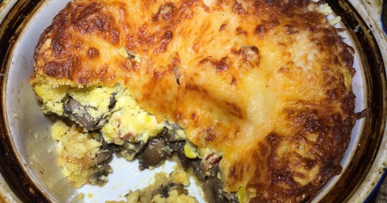 Pastel de Chocolo con Champinones (Mushroom and Corn Casserole)