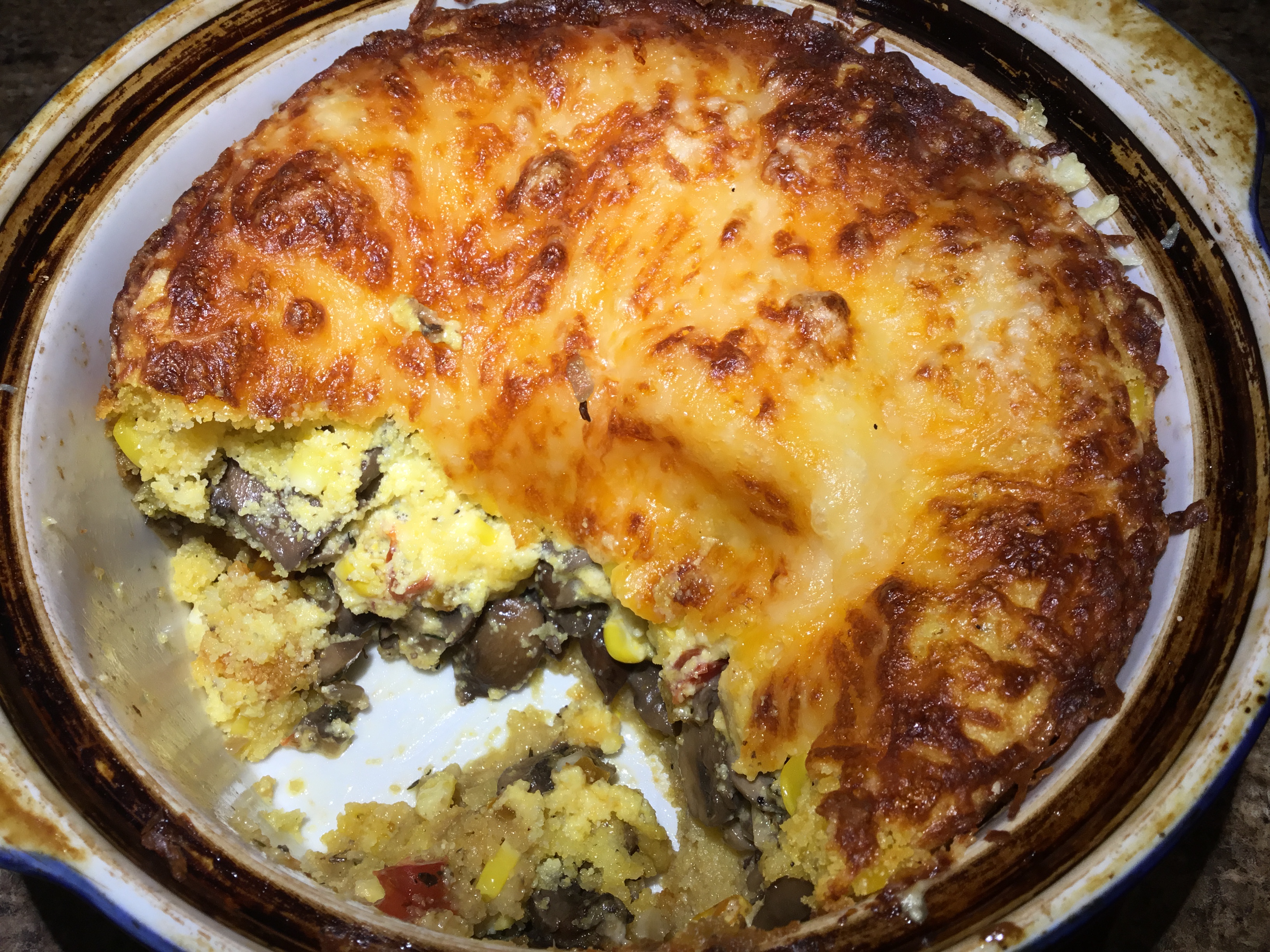 Pastel de Chocolo con Champinones (Mushroom and Corn Casserole)