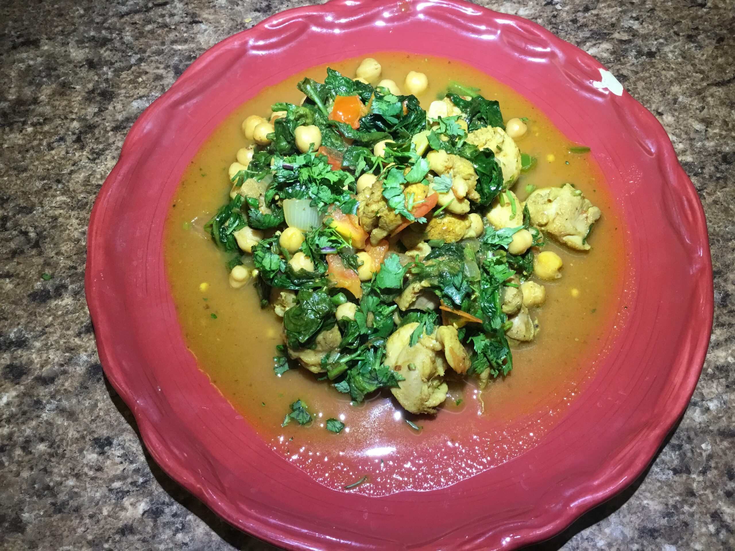 Spinach and Chickpeas with Chicken
