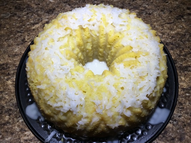 Corn Bundt Cake with Salted Coconut Sauce