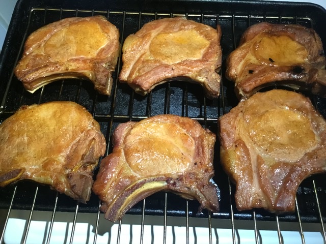 Cayenne Honey Glazed Cured Smoked Pork Chops