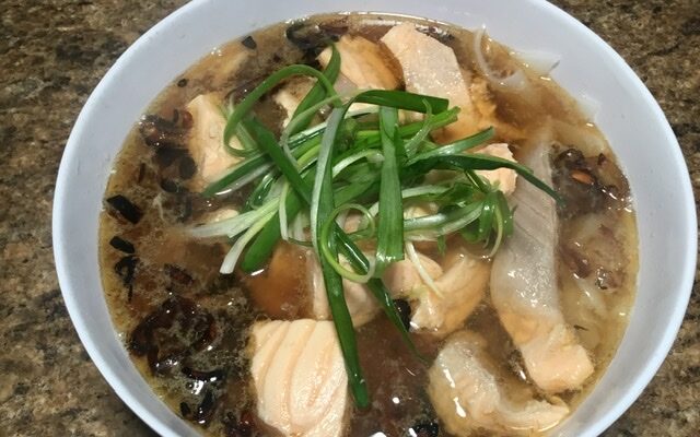 Salmon Rice Noodle Soup