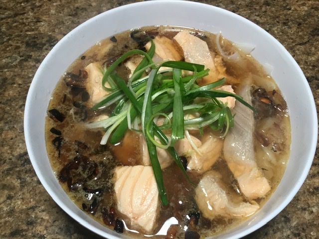 Salmon Rice Noodle Soup