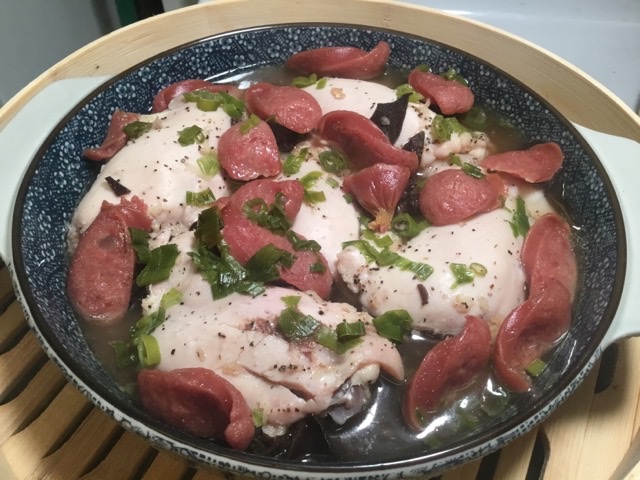 Steamed Chicken with Chinese Sausage