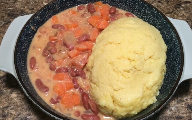 Ugali with Coconut Milk Stewed Beans