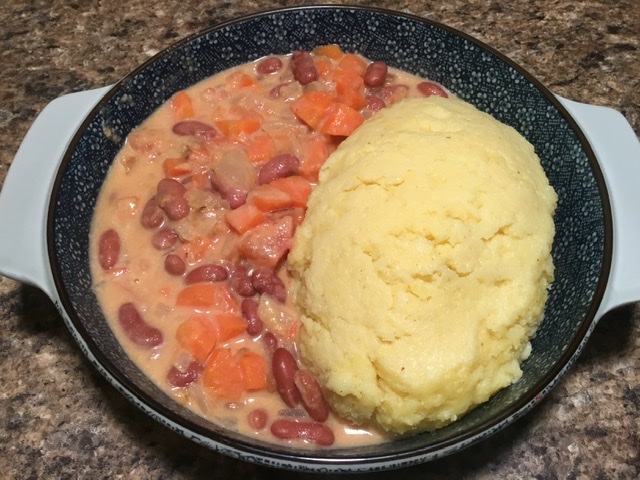 Ugali with Coconut Milk Stewed Beans