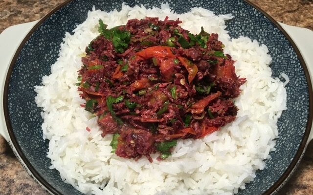 Hmong Smoked Beef with Tomatoes and Herbs