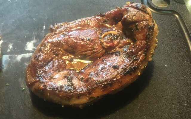 Grilled Garlic Mint Leg of Lamb Steak