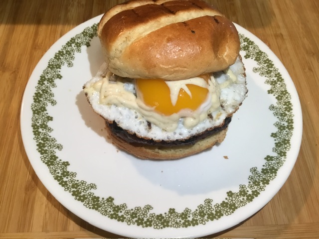 Venison Burger with Fried Duck Egg