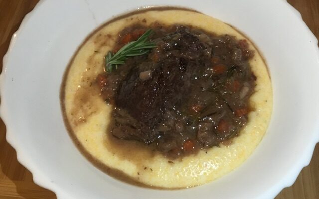 Red Wine Braised Beef Short Ribs over Goat Cheese Polenta