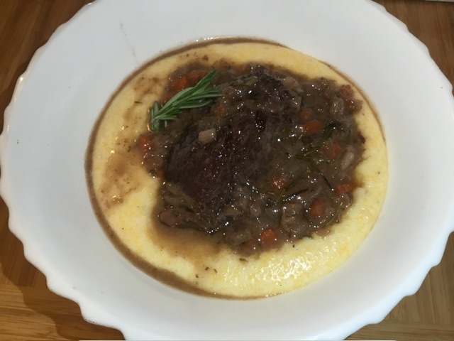 Red Wine Braised Beef Short Ribs over Goat Cheese Polenta