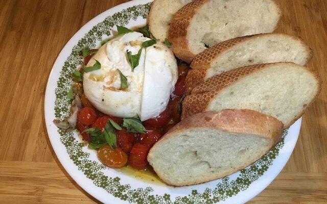 Black Truffle Burrata with Roasted Cherry Tomatoes