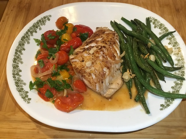 Pan-Seared Black Cod with White Wine Tomatoes